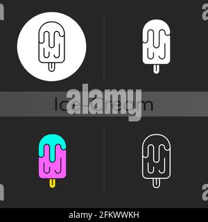 Fruit juice ice pop dark theme icon Stock Vector