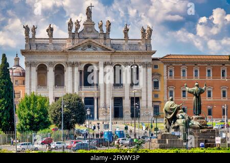 Façade of the Archbasilica of Saint John Lateran Stock Photo