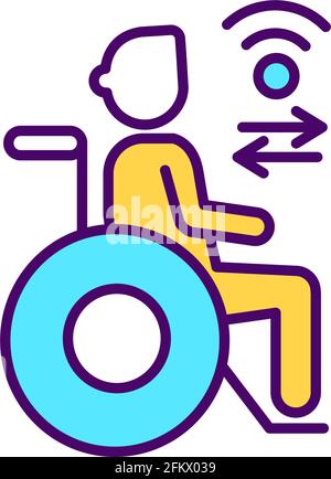 Digital inclusion for disabled people RGB color icon Stock Vector
