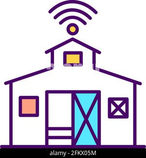 Digital farming RGB color icon Stock Vector