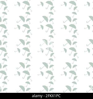 Seamless pattern with watercolor colorful umbrellas. green and orange abstract umbrellas on white background. Vector. Stock Vector