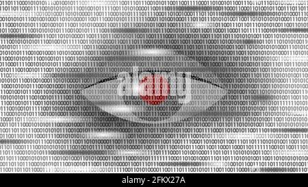 Human android cyborg eye futuristic control protection personal internet security access. Concept robot dna system, future scientific technology Stock Vector