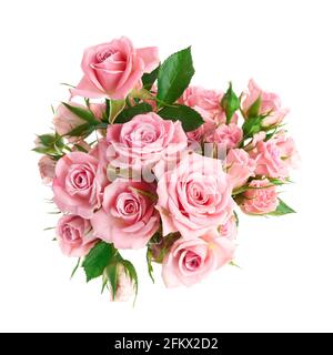 Beautiful pink rose flowers arrangement isolated on white background Stock Photo
