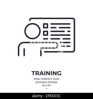 Training, internship or coaching concept editable stroke outline icon isolated on white background flat vector illustration. Pixel perfect. 64 x 64. Stock Vector