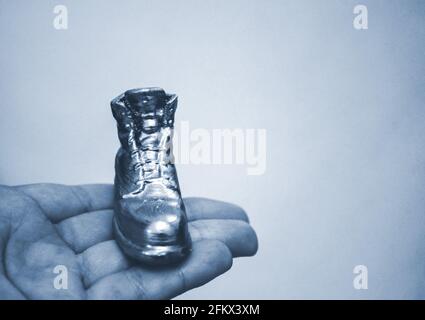 Object in the form of a boot printed on a 3d printer and covered with enamel Stock Photo