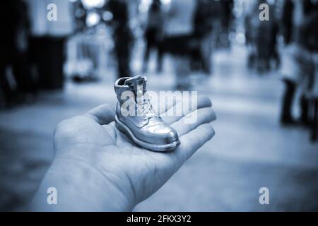 Object in form of boot printed on 3d printer and covered with enamel Stock Photo