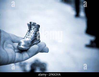Object in the form of a boot printed on a 3d printer and covered with enamel Stock Photo