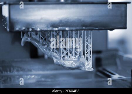Stereolithography DPL 3d printer create small detail and liquid drips Stock Photo