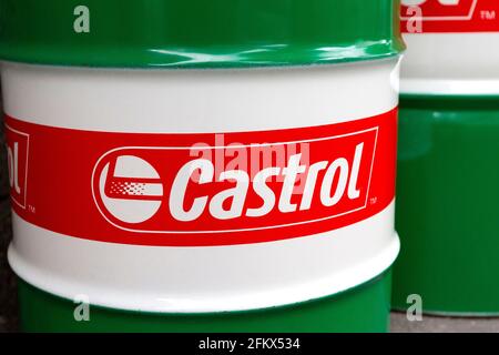 Castrol, British Brand For Lubricants And Oil Products Stock Photo