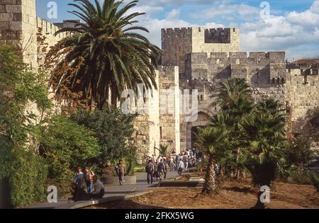 Historic Jaffa (Hebron) Gate, Old City, Jerusalem, Israel Stock Photo