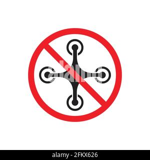 No drone zone sign flights with drone prohibited ban stop sign vector illustration for graphic design, logo, web site, social media, mobile app, ui Stock Vector