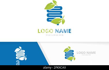 Vector natural intestine logo combination. Colon and leaves logotype design template. Stock Vector