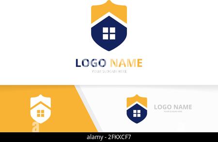 Security house logo combination. Real estate and shield logotype design template. Stock Vector