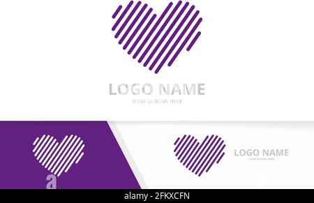 Modern heart line. Unique love logotype design template. Stock Vector
