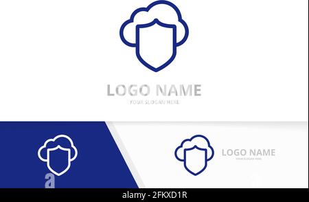 Vector shield logo combination. Security and cloud logotype design template. Stock Vector