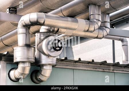 Industrial Pipes at Oil and Gas Refinery Stock Photo