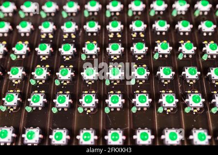 Panel of LED light indicators is in the production Stock Photo