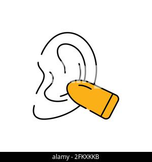 Ear plug color line icon. Disability. Isolated vector element. Outline pictogram for web page, mobile app, promo Stock Vector