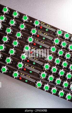 Panel of LED light indicators is in the production Stock Photo