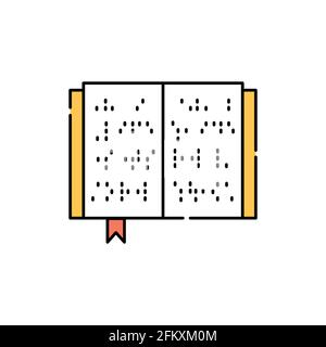 Book blind braille color line icon. Disability. Isolated vector element. Outline pictogram for web page, mobile app, promo Stock Vector