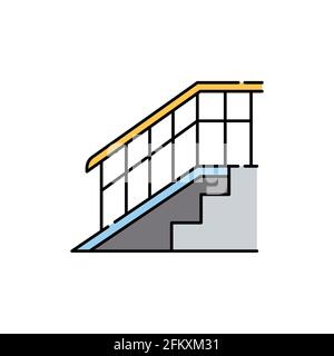 Wheelchair ramp color line icon. Disability. Isolated vector element. Outline pictogram for web page, mobile app, promo Stock Vector