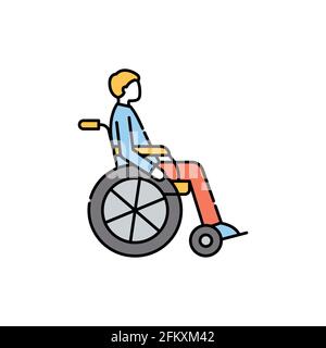 Invalid color line icon. Disability. Isolated vector element. Outline pictogram for web page, mobile app, promo Stock Vector