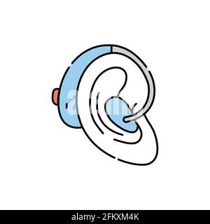 Hearing aid color line icon. Disability. Isolated vector element. Outline pictogram for web page, mobile app, promo Stock Vector