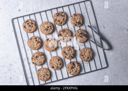 baked cookies on a white textured surface Stock Photo
