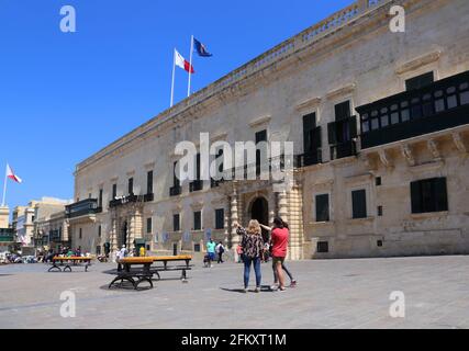 Valletta. Malta. Old Town. Grand Master’s Palace, house of the Office of the President of Malta, St. George's Square. Stock Photo