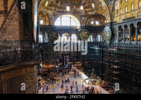 Istanbul, Turkey - May 12, 2013: View of Hagia Sophia from the Gallery Stock Photo