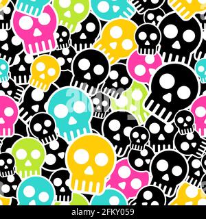 Vector seamless wrapping paper with colkor skulls Stock Vector