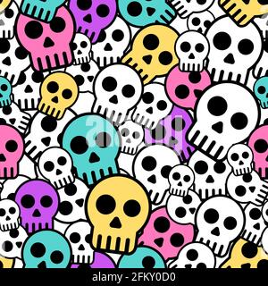 Vector seamless wrapping paper with colkor skulls Stock Vector