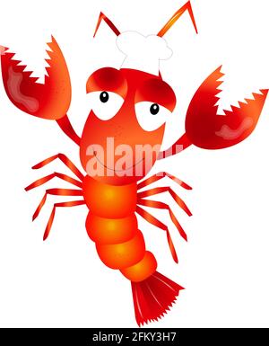 Vector illustration of Cute lobster cartoon character Stock Vector