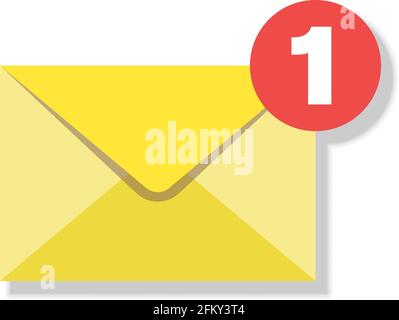 new mail or new message icon with yellow envelope vector illustration Stock Vector