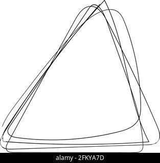hand drawn scribble triangle. abstract triangular frame in doddles style. Lateen design element. Continuous line. Vector illustration isolated. Stock Vector