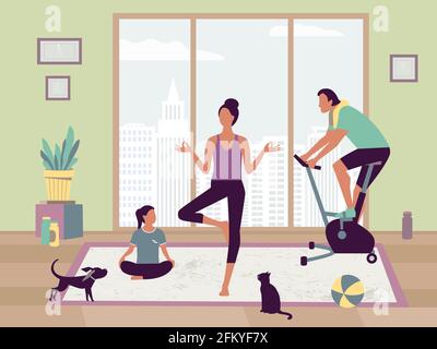 Happy Family Sport Activity Stock Vector