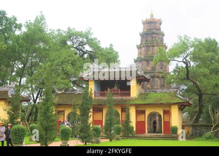 Main gate and tower , Tuen Mu emperors mausoleum, Perfume River, Hue, Vietnam, Asia Stock Photo