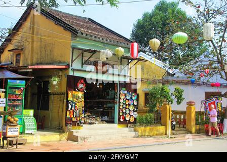 Shop with street decorations, Hoi An, Vietnam, Asia Stock Photo