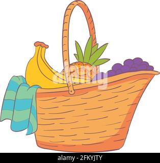 Wicker Picnic Baskets And Hampers Icons Stock Illustration