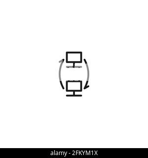 Computer synchronization Icon Illustration Vector Design Template with outline style Stock Vector