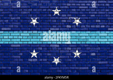 flag of Anaheim, California painted on brick wall Stock Photo