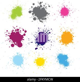 Color ink splashes. Grunge splatters. Abstract background. Grunge text banners Stock Vector