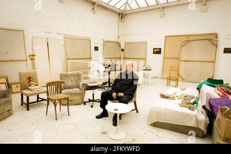 Artist Howard Hodgkin in his studio in central London.  pic David Sandison Stock Photo