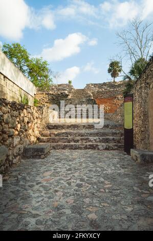 Entrance to Kinich Kak Moo ruins in Izamal, Yucatan, Mexico. Stock Photo