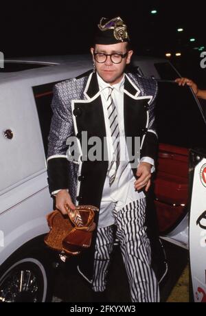 Elton John at Nicky Blair's Restaurant in Hollywood, California on June 25, 1987 Credit: Ralph Dominguez/MediaPunch Stock Photo