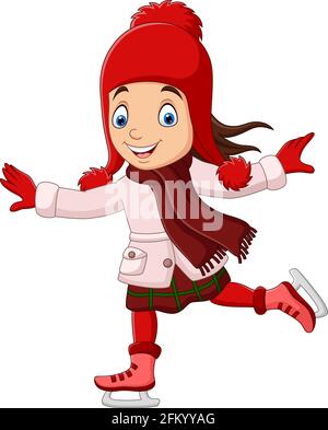 Vector Illustration Of Cute Little Girl Wearing Winter Clothes