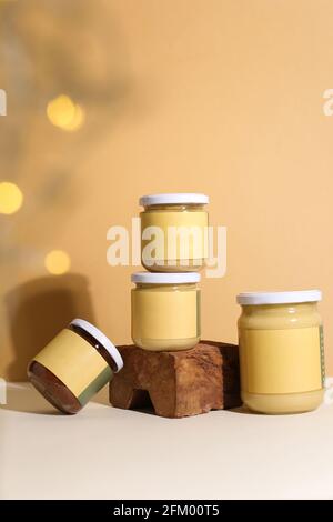 peanut butter in closed jar Stock Photo