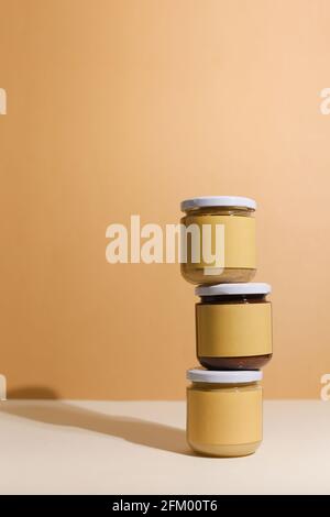 peanut butter in closed jar Stock Photo