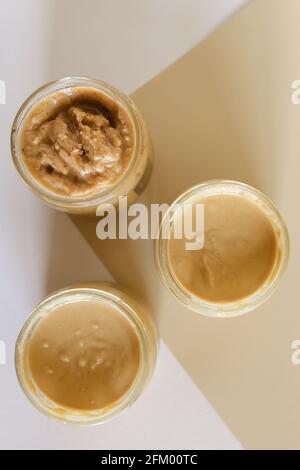 Peanut or Almond Butter in jar Stock Photo