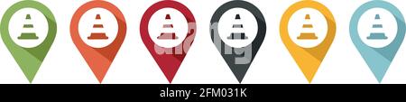coloured work or warning pin Stock Vector